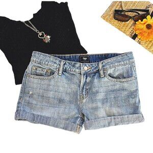 Gap Women's Jean Shorts Size 4 Light Blue Denim Lightly Distressed Boho 1969